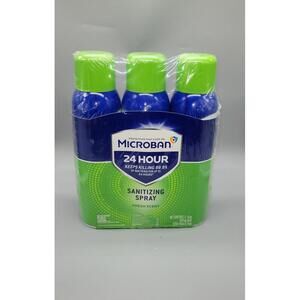 Microban 24 Hr Sanitizing Spray, Kills 99.9% Bacteria, Fresh Scent, 15oz, 3 pack